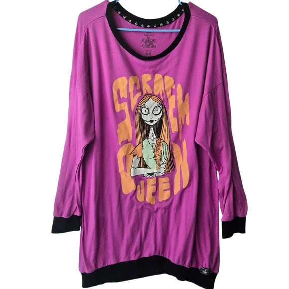 Disney Nightmare Before Christmas Sally Scream Queen Sleep Shirt Purple XL 16-18 - Picture 1 of 8
